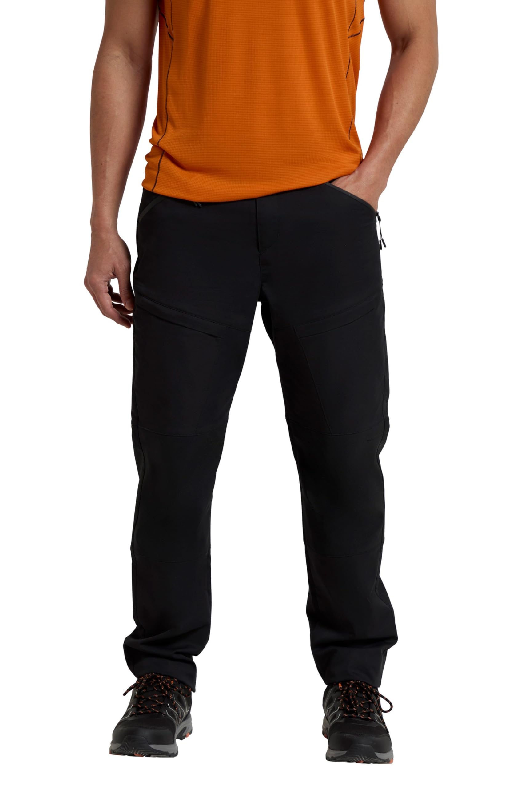 Mountain Warehouse Jungle Mens Trekking Trousers - Water-Resistant, UV Protect, Elastic Waistband, Bottoms - Spring Summer, Hiking & Outdoor Black (Trekking Regular) W28