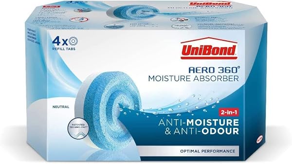 UniBond AERO 360° Moisture Absorber Neutral Refill Tab, ultra-absorbent and odour-neutralising, for AERO 360° Dehumidifier, Condensation Absorbers, 450 g ( Pack of 4) - 1