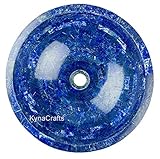 Lavabo de baño de mármol de lujo | Fregadero redondo de mármol de 12 x 12 x 4 pulgadas con revestimiento de piedra de lapislázuli | Lavabo hecho a mano para tocador de tocador |