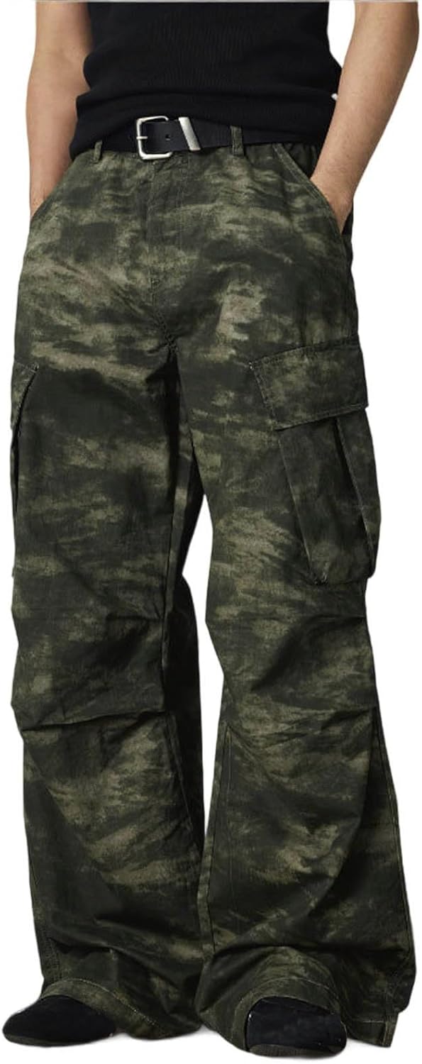 Générique Men's Casual Camouflage Jeans Cargo Pants Outdoor Multi Pocket Straight Fit Loose Fit Streetwear