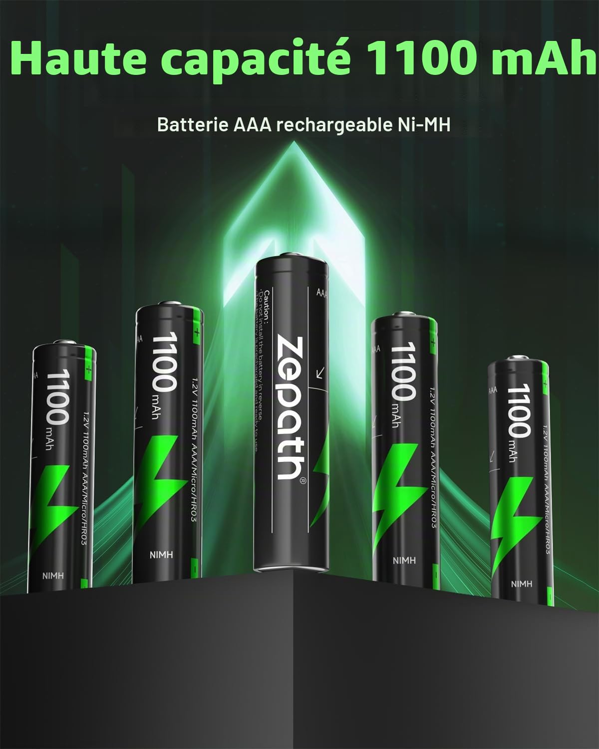 Chargeur hybride Li-Ion/NI-MH avec 8 piles AAA rechargeables NI-MH, 1100 mAh de haute capacité 1,2 V AAA, 8 chargeurs pour batteries AA/AAA, boîte de rangement de charge LED intégrée