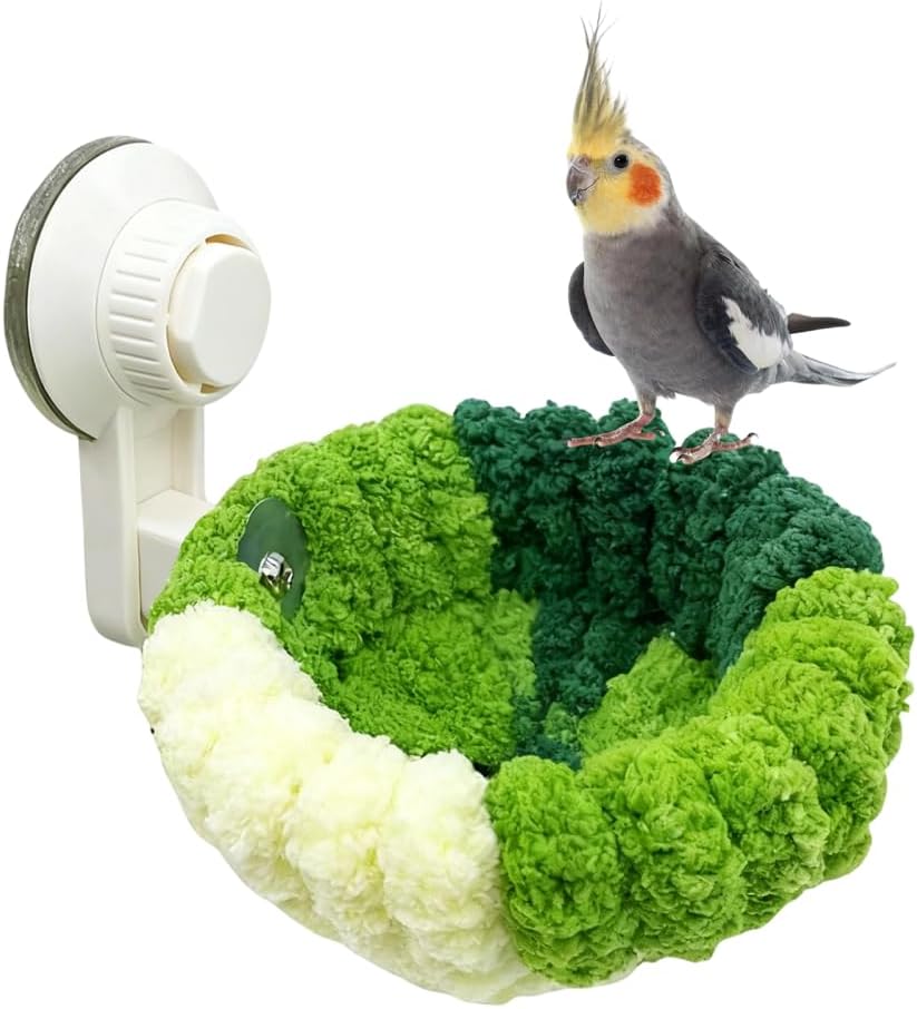 Suction Cup Bird Nest, Window Bird Bed Perch Hammock with Soft Plush, Winter Car Bed for Parrot Parakeets Finch Budgies Cockatiel Lovebird Travel