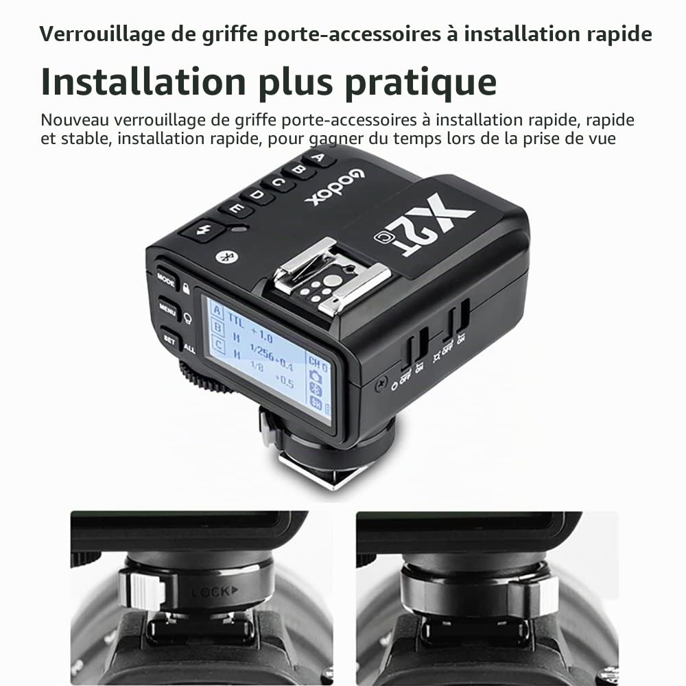 Godox X2T-F TTL 2.4G Wireless Flash Trigger for Fuji, Bluetooth Connection, 1/8000s HSS, TCM Function, 5 Separate Group Buttons, 3 Function Button for Quick Setting for Fuji Camera