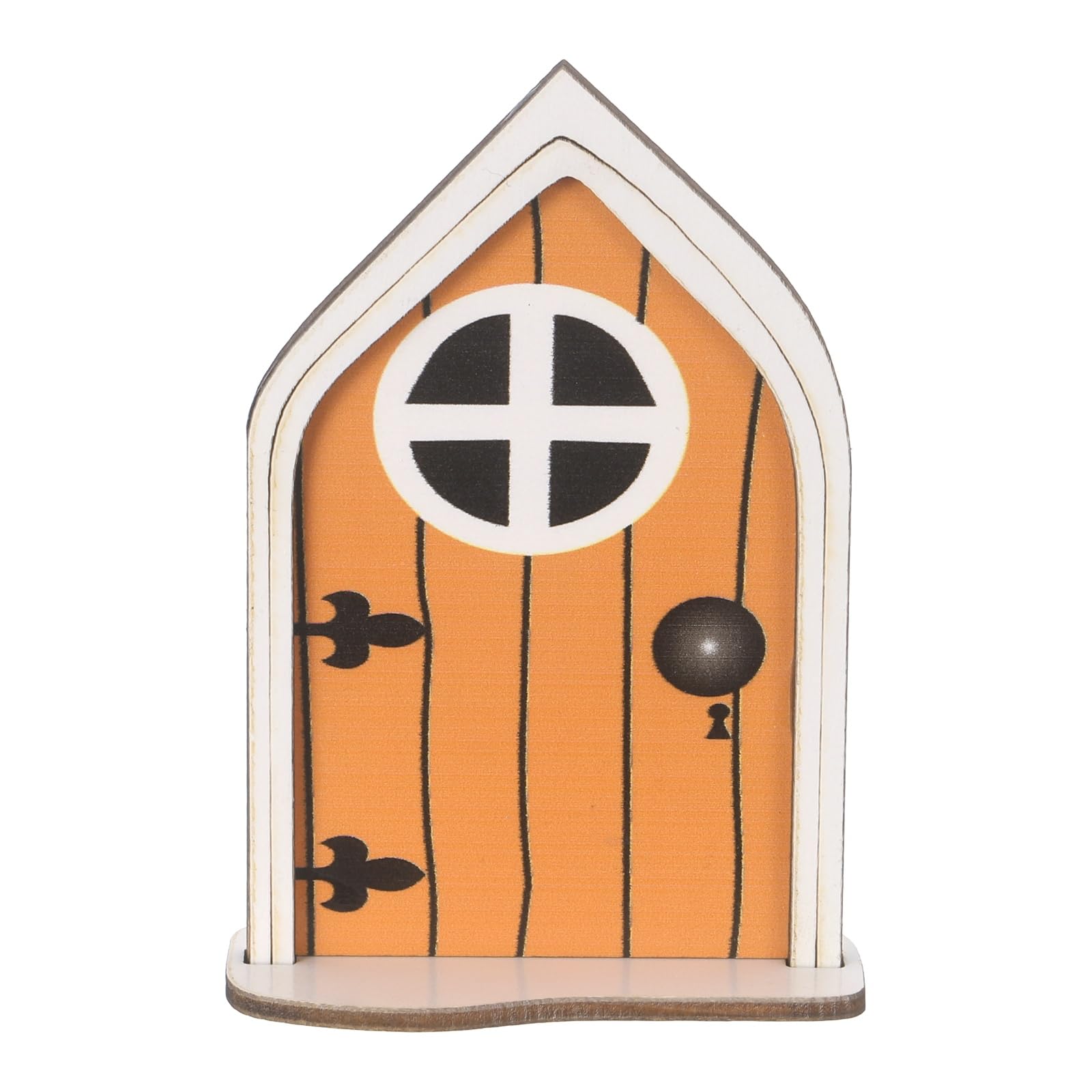YELARXI Fairy Garden Door for Tree, Dollhouse Wooden Door Miniature Dollhouse Accessories for DIY Crafts Miniature Garden Fantasy Enthusiasts Landscape Home Decor, Orange