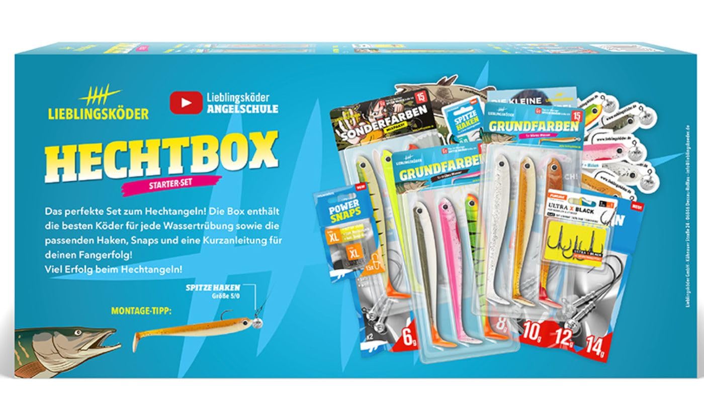 Lieblingsköder Hechtbox - Angelset zum Hechtangeln Köderset zum Angeln auf Hecht, Kunstköderset zum Spinnangeln