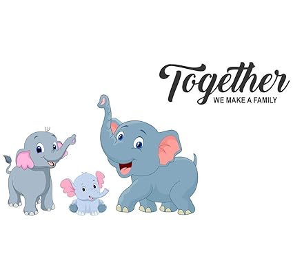 Wallzone Elephants Family Extra Large Vinyl Wallsticker(60 cm x 120 cm)