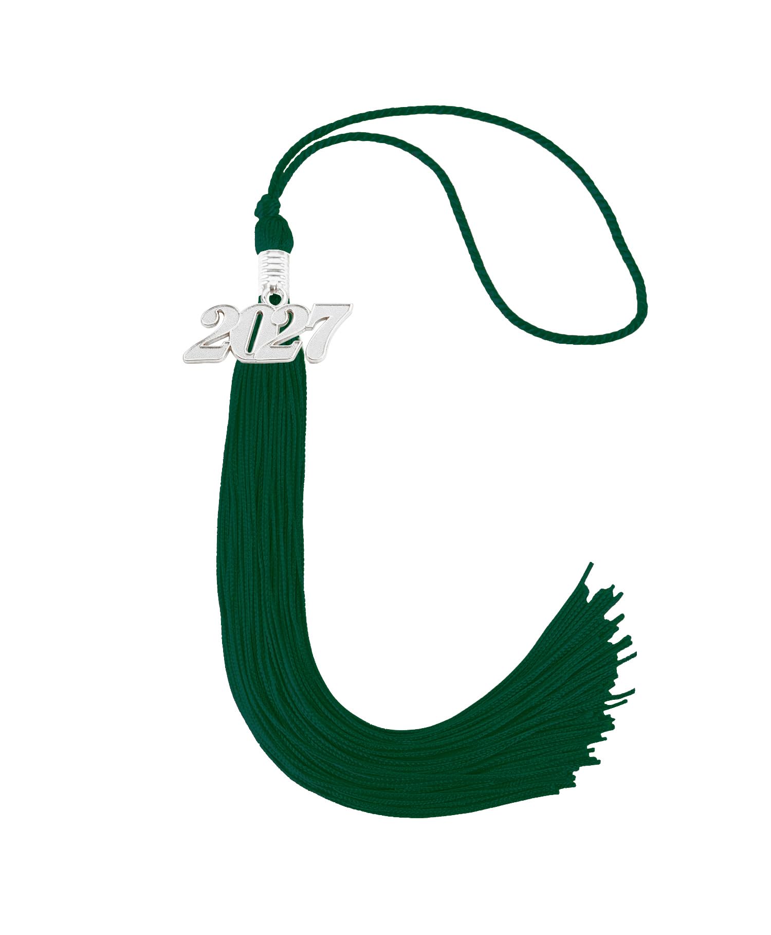 Graduation Tassel 2027 for Grad Cap,Forest Green Tassel with Silver Charm