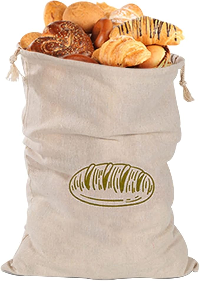 Sac A Pain Sac à Pain Réutilisable 3 Pièces 30x40 CM - Longue Conservation Avec Cordon - Rangement Écologique Pour Tous Types De Pain Boite à Pain
