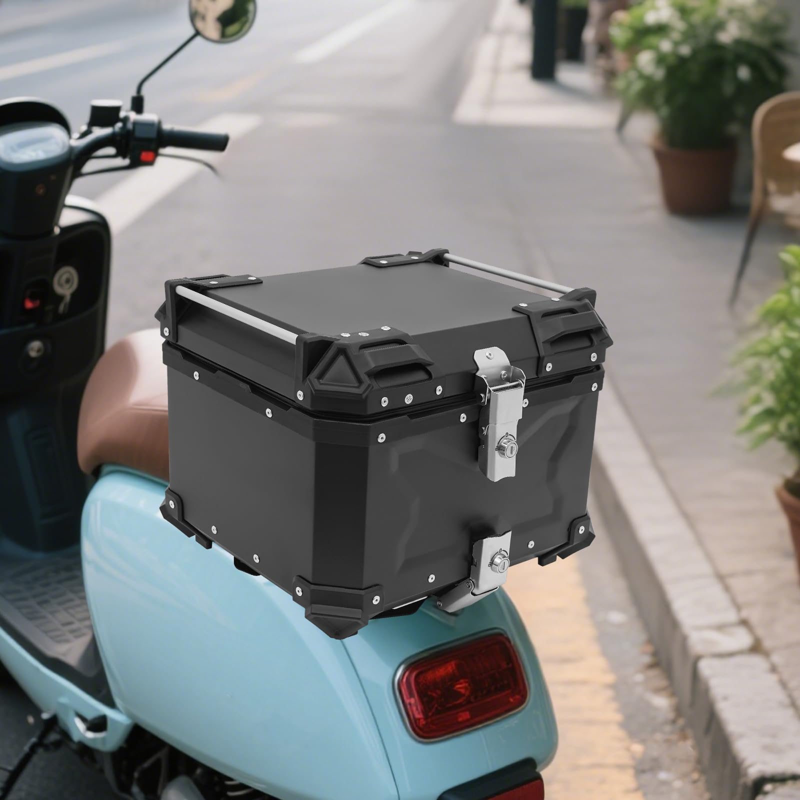 Bauletto Per Moto In Lega Di Alluminio, Custodia Imperabile Con Lucchetto Di Sicurezza E Fodera In Pelle, Per Riporre Caschi, 45L