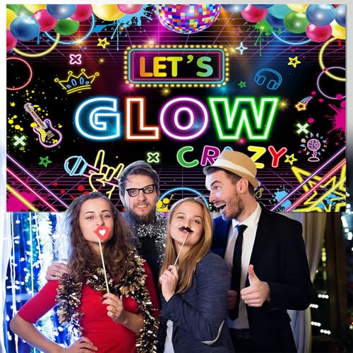 Fondo Let’s Glow Crazy 7x5ft Neon Glow para fiestas miniatura 6