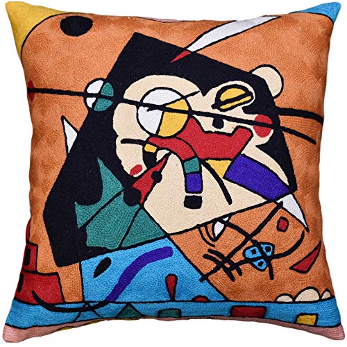 Kashmir Designs Dekorativer Kissenbezug, abstrakt, handbestickt, Wolle, 45,7 x 45,7 cm (Quiet Harmony) Cover