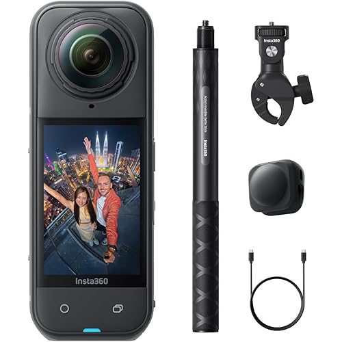 Insta360 X5 Motorcycle Bundle - Waterproof 8K 360° Action Camera, Rugged & Replaceable Lens, 3-Hour Battery, Clear Audio, Stabilization, Invisible Selfie Stick Effect, Leading Low Light