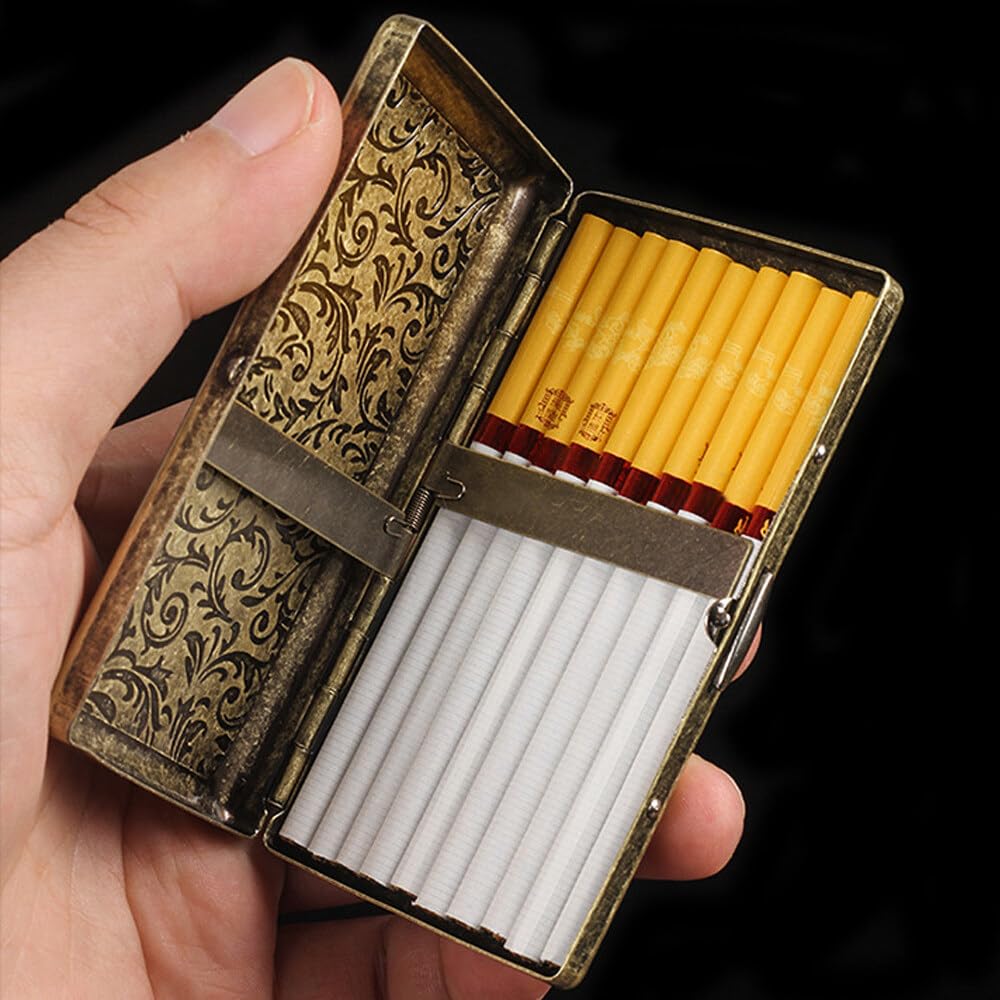 best cigarette tin for roll ups Kytpyi Cigarette Case for Roll Ups, Tobacco Tins for Men, Cigarette Tin for  Roll Ups, Portable Vintage Elegant Metal Cigarette Box, Tobacco Tin for