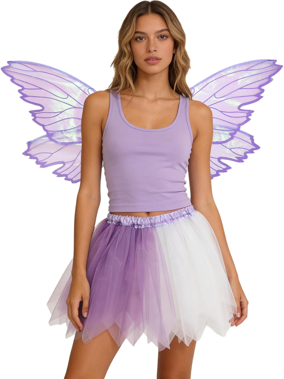 ranrann Girls 2 Pcs Butterfly Fairy Wing and Tutu Skirt Halloween Carnival Cosplay Party Dress Up Costumes