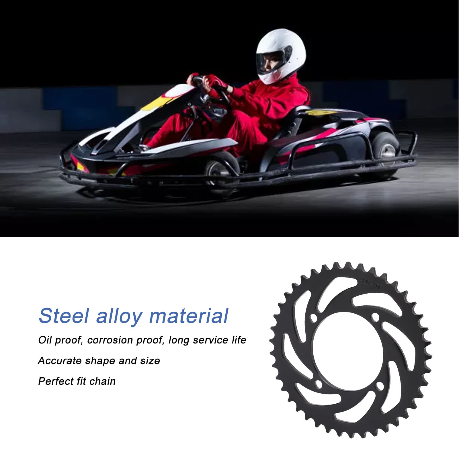 Fockety Corona 420 41 Denti 76mm, La Ruota Dentata della Catena del Motociclo in Acciaio Si Adatta alla Catena 420, Accessori per La Riparazione della Ruota Dentata Posteriore Nera per ATV