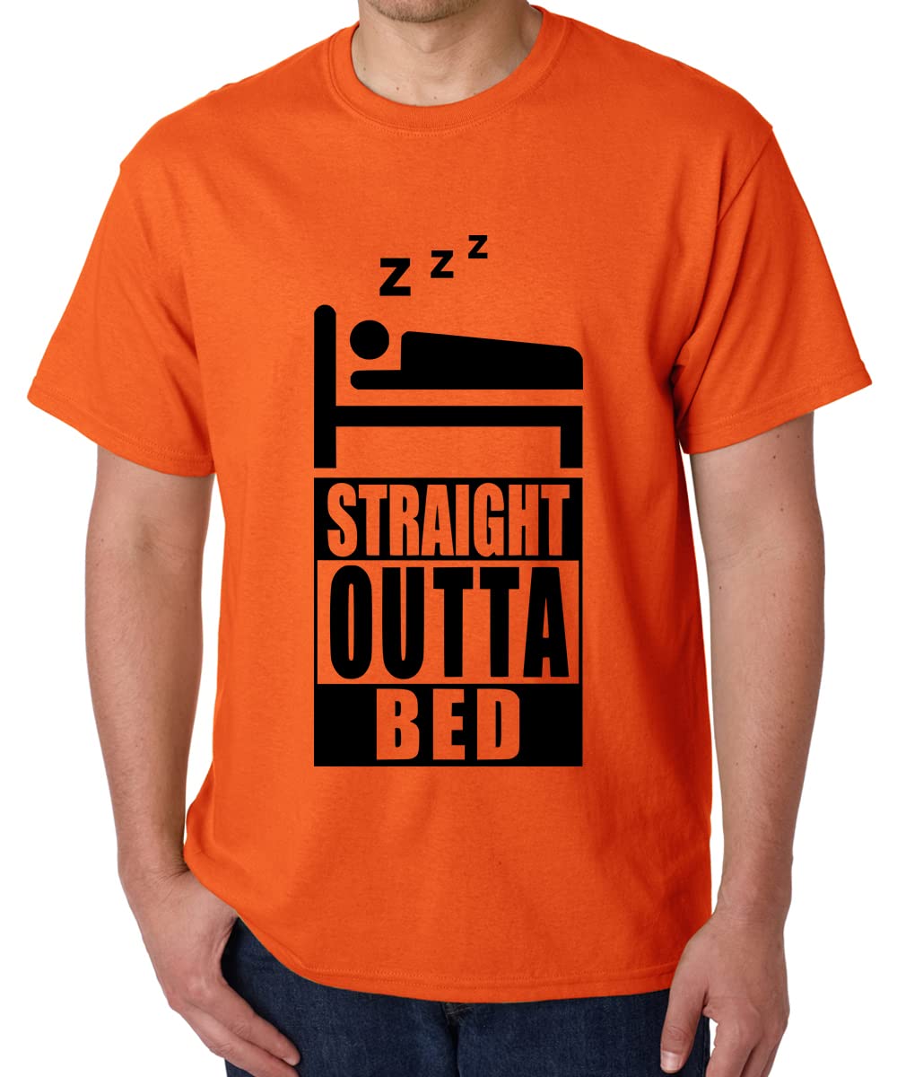 CaseriaMen's Cotton Printed T-Shirt -Straight Outta Bed | 100% Cotton | Half Sleeves | Regular Fit | Printed | Round Neck | Graphic T Shirt