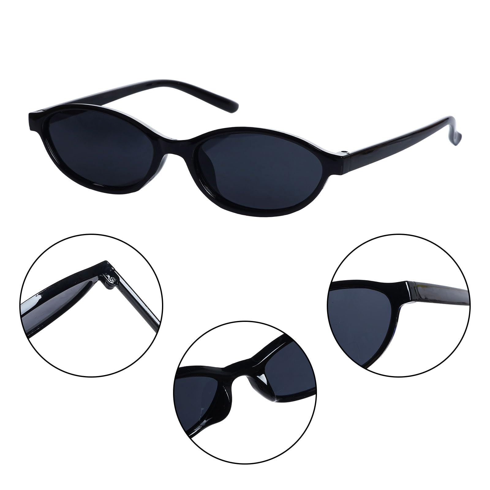 5 Paar Retro Oval Cat Eye Sonnenbrille für Damen 90er Jahre Designer Schmale Sunnies Y2k Trendy UV-Schutz Sonnenbrille