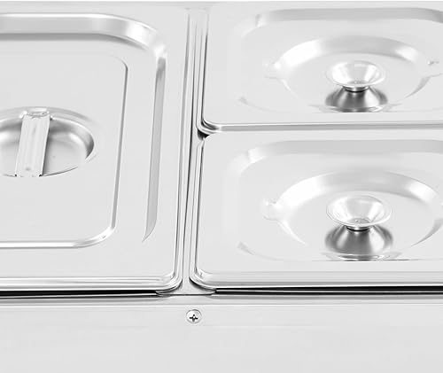 Miniatura 4 de Calentador eléctrico comercial de alimentos, 110 V, 5 bandejas, de acero inoxidable, calentador de alimentos Bain Marie, mesa de vapor con control