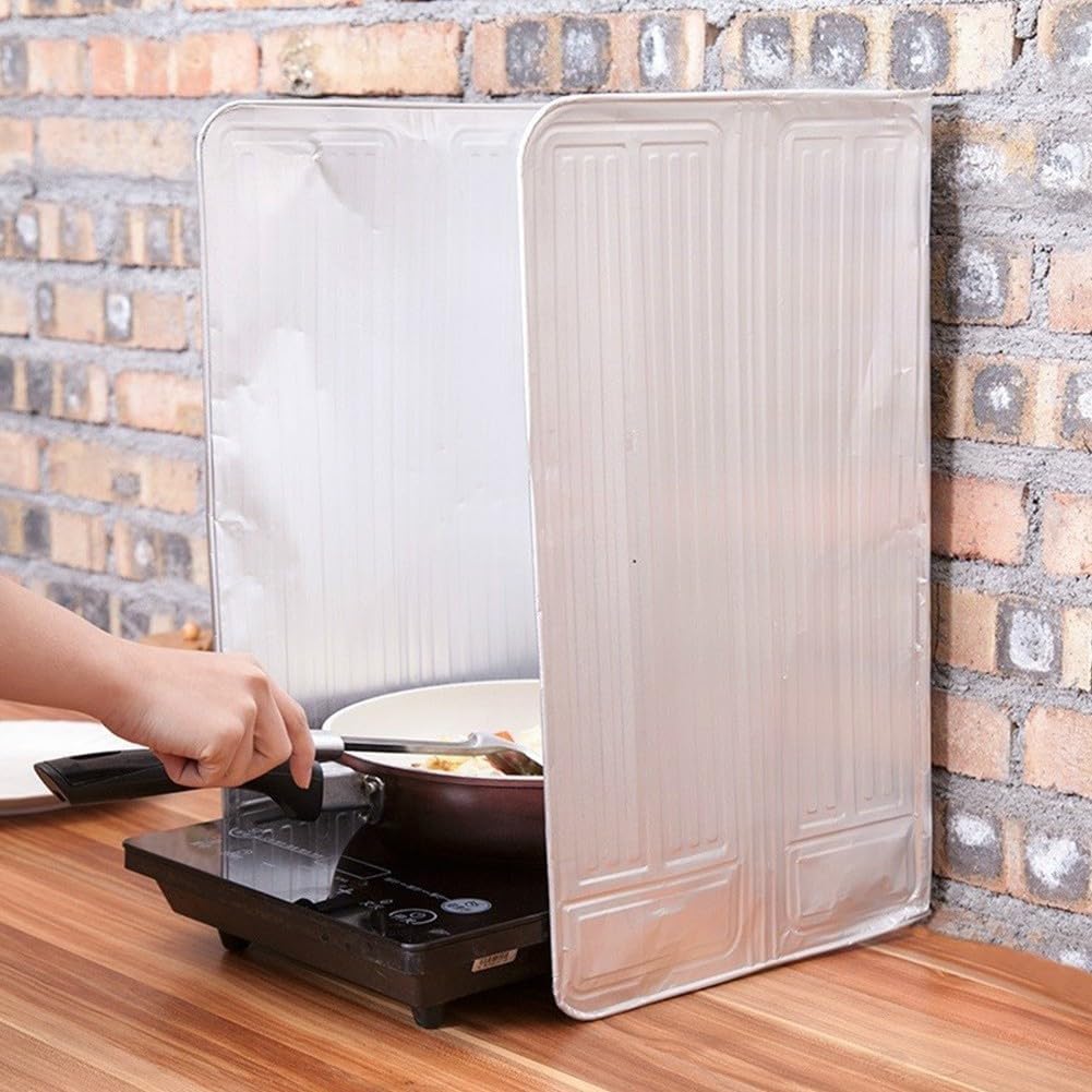 Placa deflectora de Cocina de Aluminio para Cocina, Protector contra Salpicaduras de Aceite, Placa deflectora, Pantalla de Aislamiento térmico, diseño Plegable, 90 x 50 cm, tamaño Grande