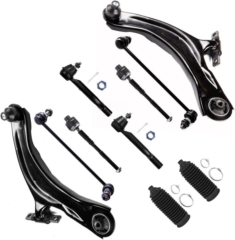 SCITOO 10pcs Front Suspension Kit Lower Control Arm And Ball Joint Outer Inner Tie Rod End w/Boot Sway Bar End Link Replacement for 2008-2013 for Nissan Rogue 2014-2015 for Nissan Rogue Select
