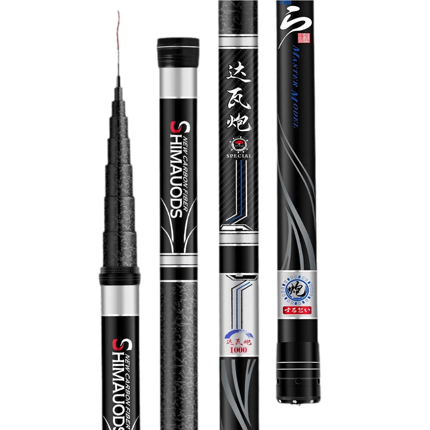 Canna da pesca telescopica in fibra di carbonio ultraleggera e super rigida, da 8 m a 18 m, canna da pesca in stile cinese, adatta per laghi, bacini artificiali, fiumi
