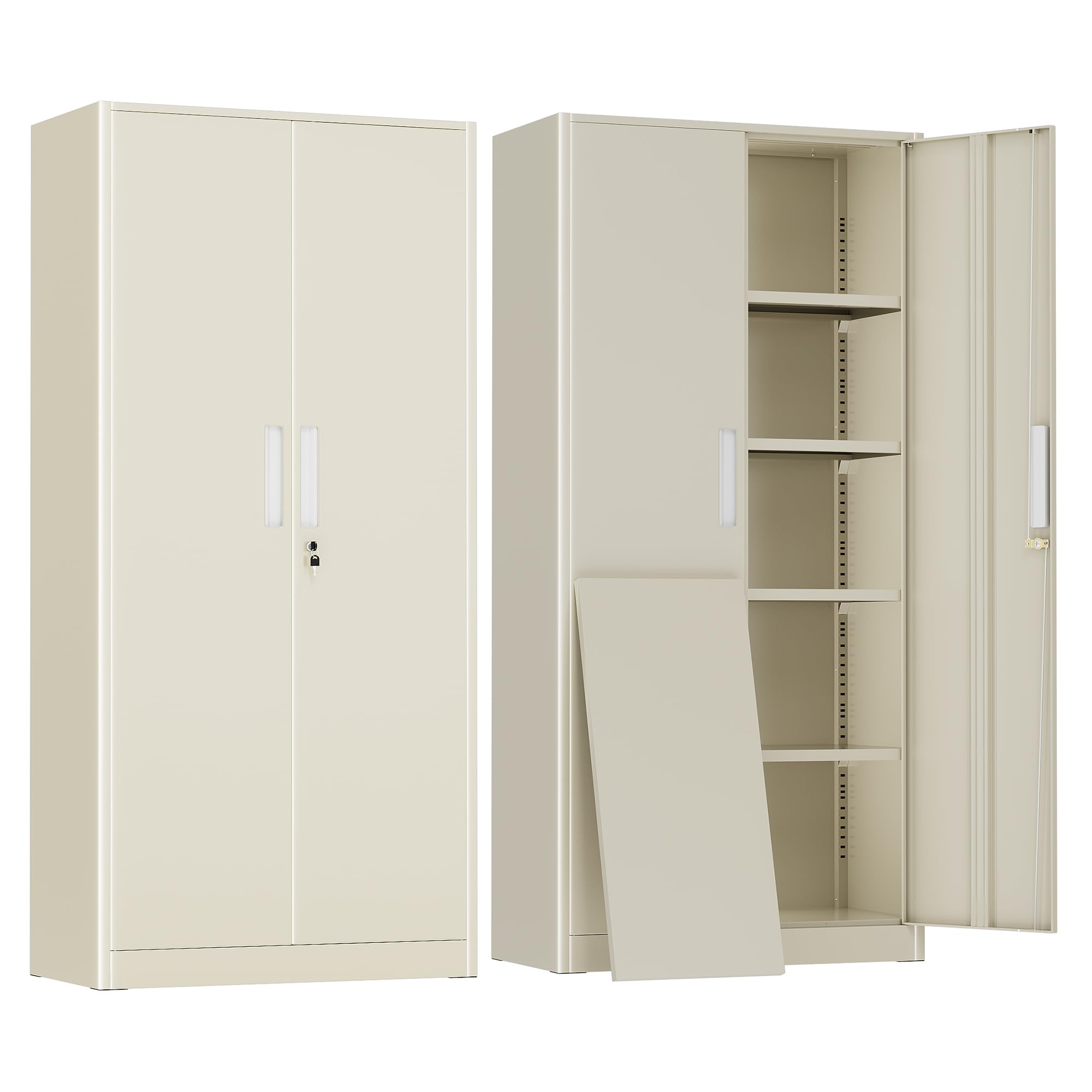 Greenvelly Metal Garage Storage Cabinet with 2 Doors and 4 Adjustable Shelves, 72”H Steel Lockable Storage Cabinet,Tall Metal Cabinet Locking File