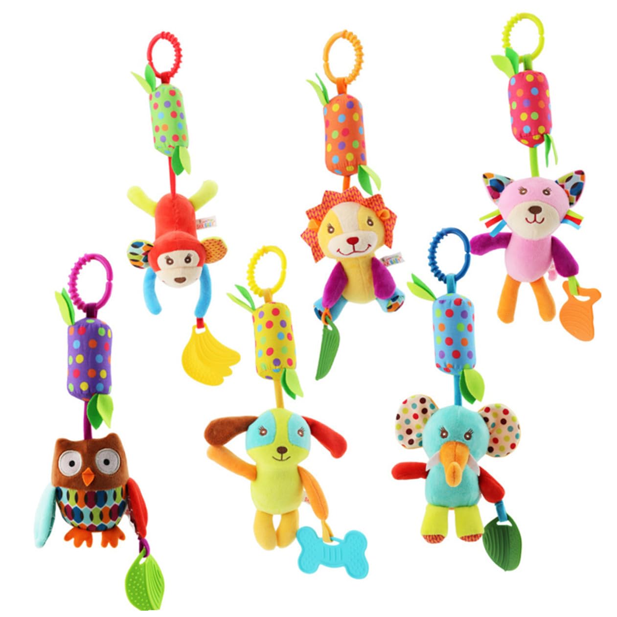 Jouets de Dessin Animé pour Bébés Cloches Rotatives, Peluche Courte, Facile à Suspendre, 4 Pièces pour Lit ou Poussette, Stimulation Visuelle et Éveil