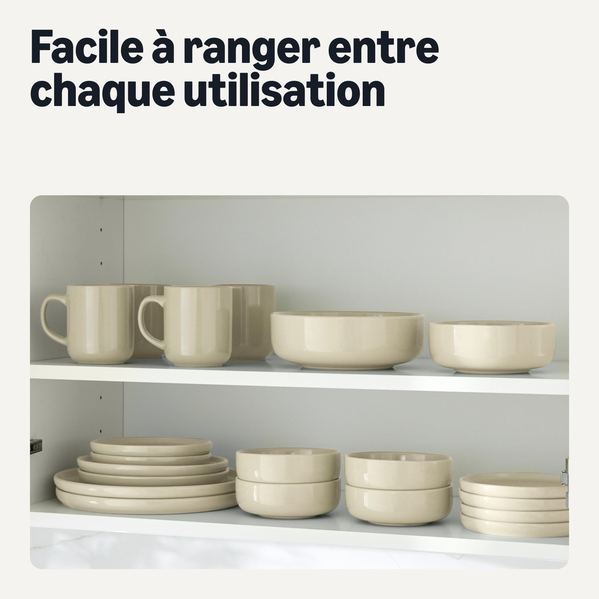 Amazon Basics Assiettes Plates en Grès Émaillé, Lot de 6 Pièces, 26,7cm, Compatible Micro-Ondes et Lave-Vaisselle, Couleur Ivoire