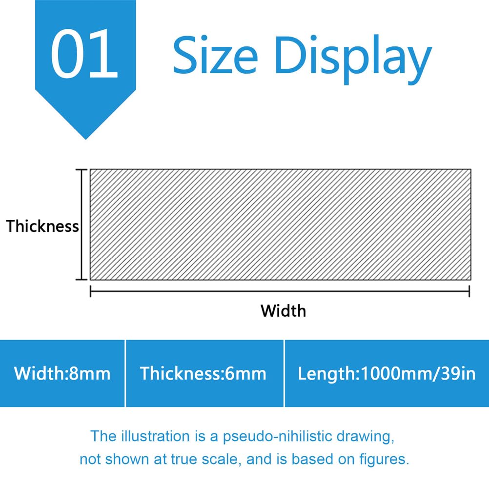 burlete para puertas, Tira cuadrada de silicona sólida 1 metro y 6 mm grosor(Width:8mm)