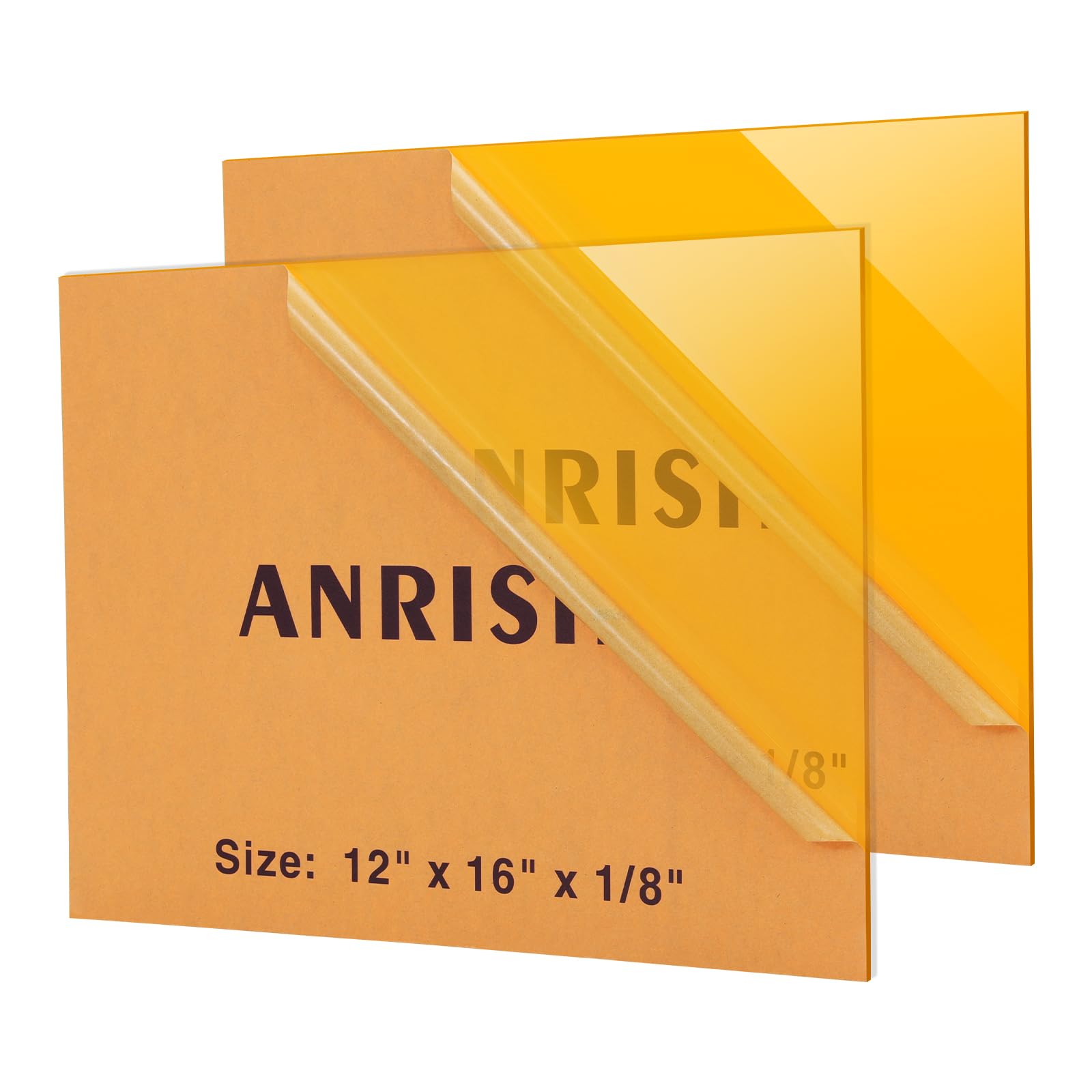 ANRISIN Orange Acrylic Sheets 1/8 Inch Thick, 2 Pack 12 x 16 Inch Cut to Size Plexiglass for Craft Projects, Painting, Signage, DIY Display, Laser