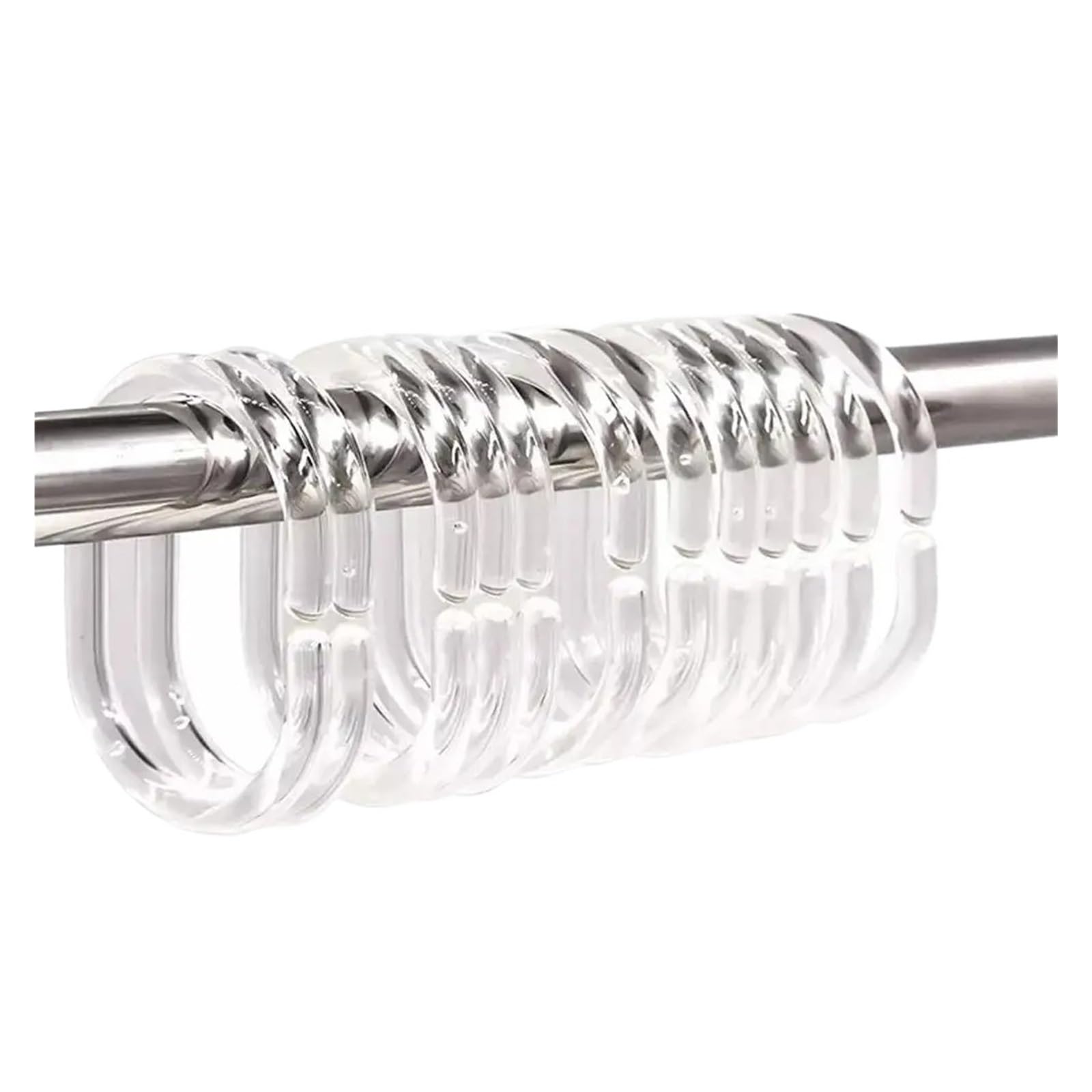 cafe curtain rings 24PCS Plastic C Type Shower Curtain Hook Hanger Bath Drape Loop Clip Glide Convenient Replacement Bathroom Accessories(Transparent)