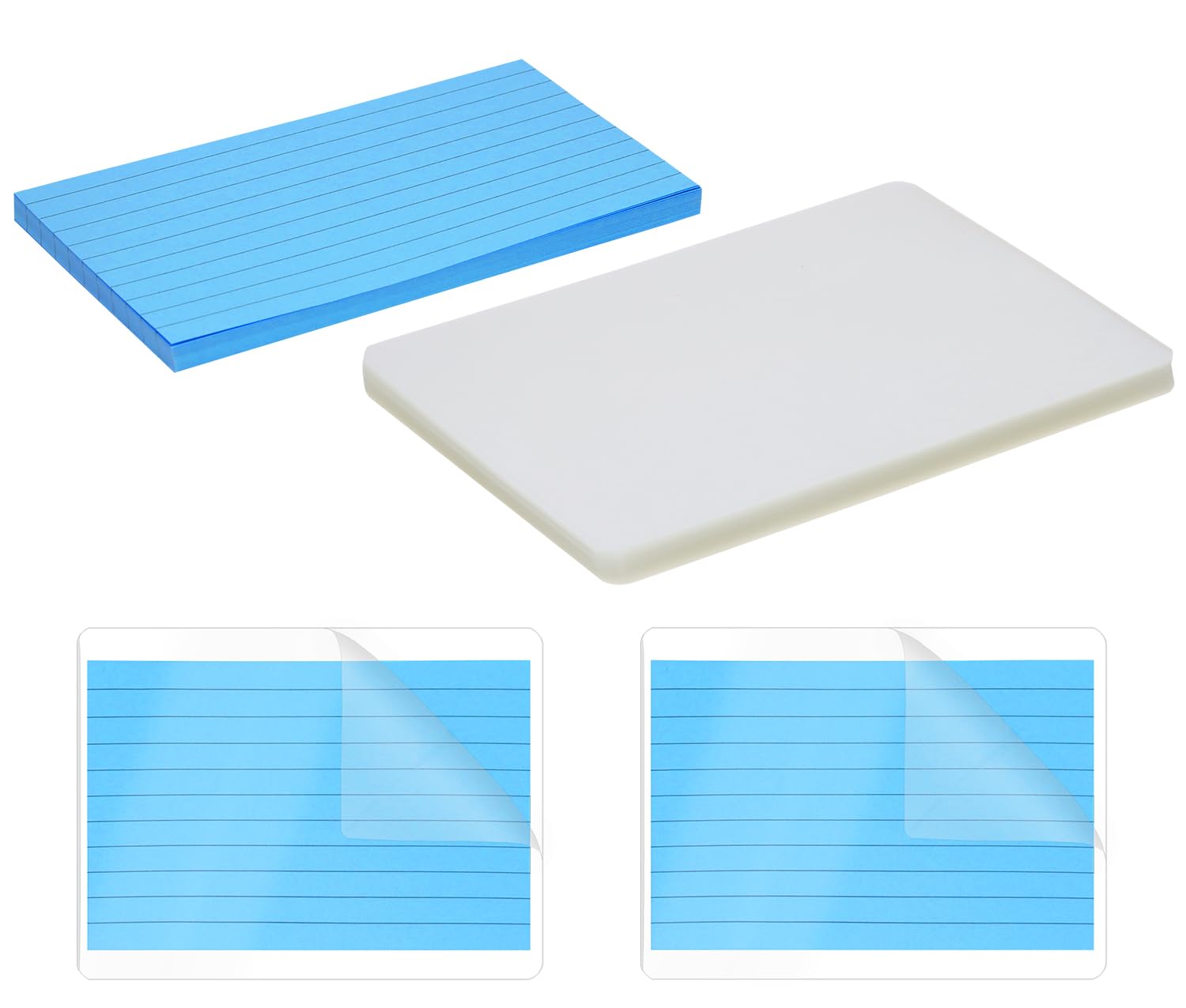 ONLYKXY 50pcs 8mil Index Card Laminating Pouches Blank Frames Thermal File Cover Bag Pocket Laminator Sheet & Paper Lined Book Tab Marker Note Pad for