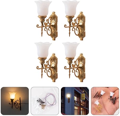 Miniatura 3 de balacoo Lámpara de pared en miniatura, decoración de luz cálida para modelos de paisajes, casas de muñecas, exhibiciones de mesa de arena,