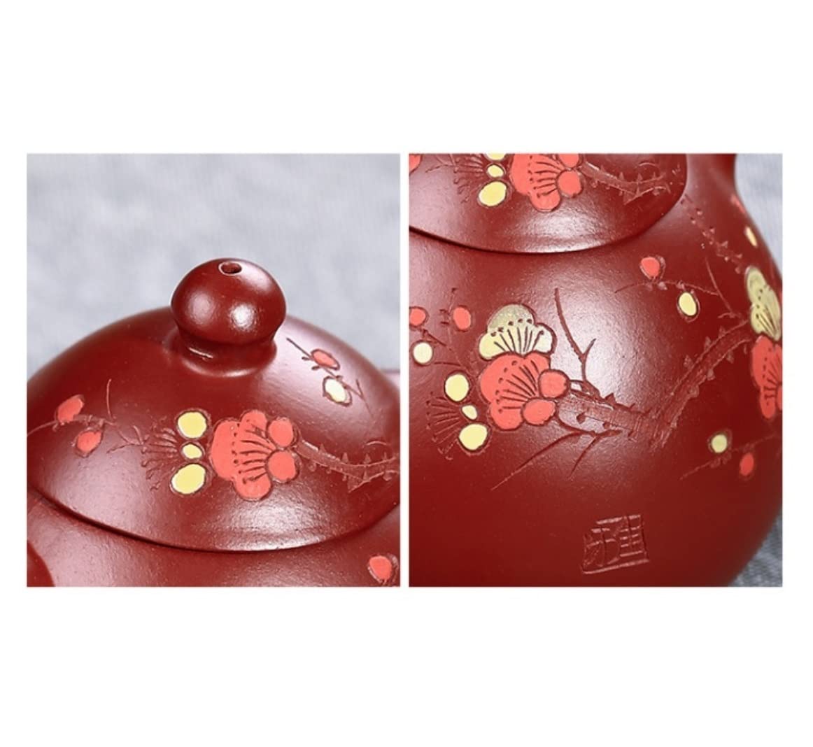 Theiere en Fonte Théière en Fonte 7oz/0.21L Théière Dahongpao Fleur De Prunier Peinte À La Main Pot De Fleurs Théière En Argile Violette Japonaise Théière Théière Fonte