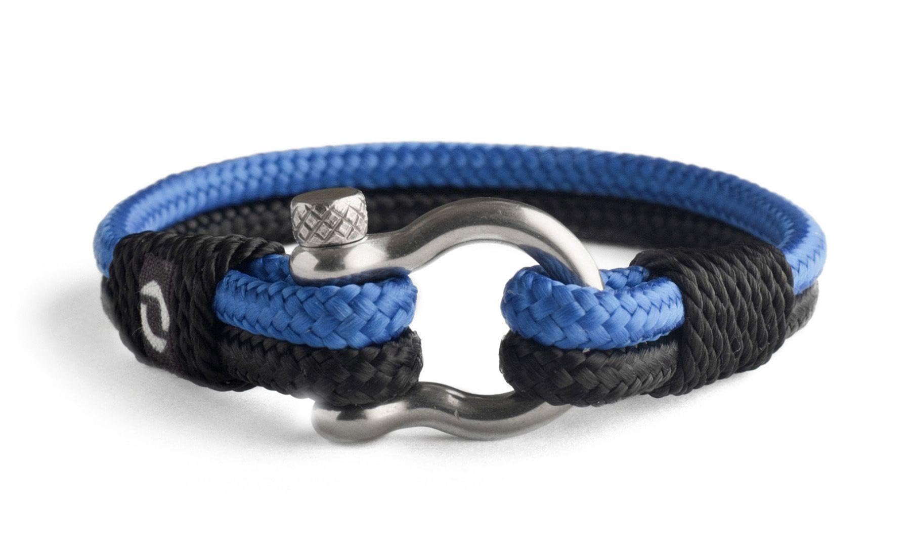 Mens Rope Bracelet - Stainless Steel Silver Shackle, Extremely Durable and Scratch Resistant Waterproof Paracord, Handmade, Nautical Wristband for Men 4-7.5