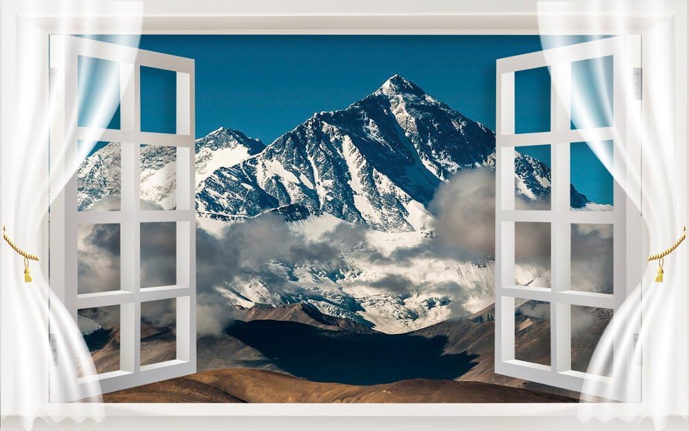 the mighty mount everest - Art Print 3D Window Wall stickers for Living Room Home Decor - 24"x36"