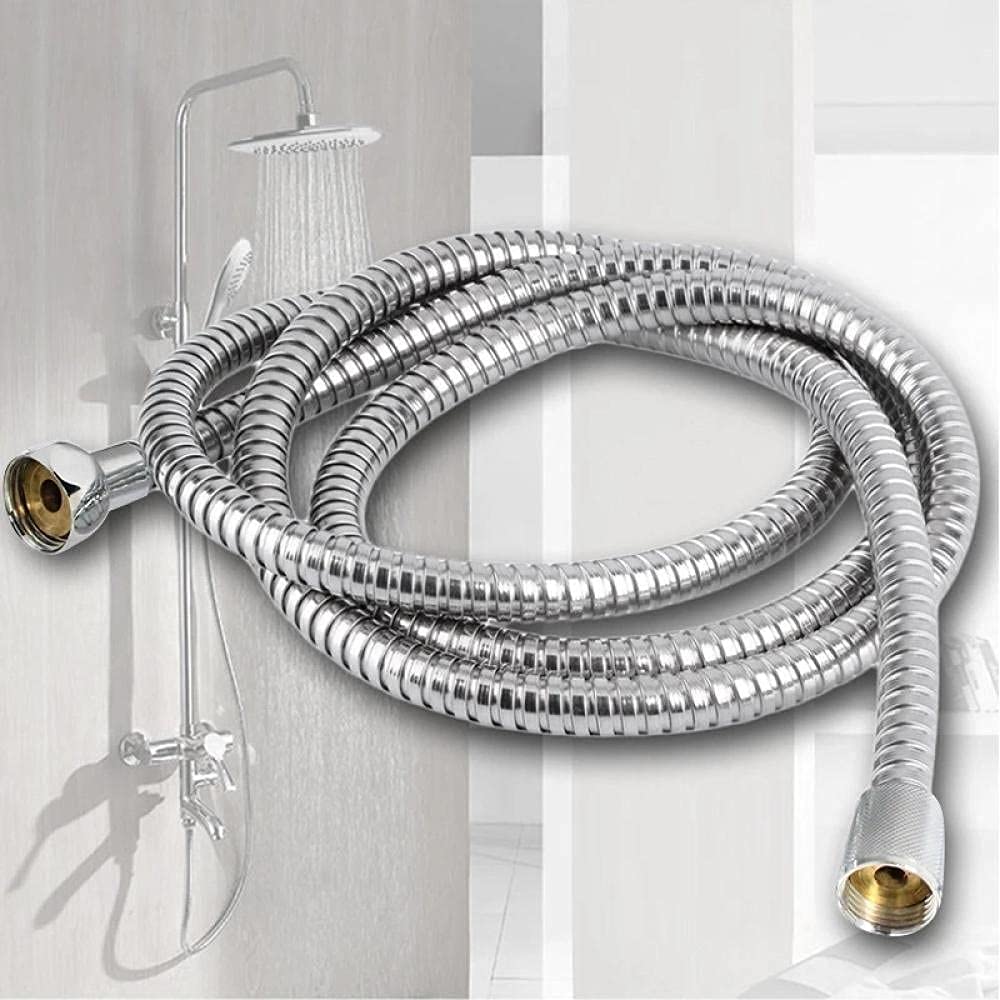 BATLAM Manguera de Ducha Flexible de Acero Inoxidable 1,5/2/3 Metros de Largo Ducha de baño Manguera de Agua Extensión Tubería de plomería Tirando del Tubo de Resorte-1.5m (1.5m)
