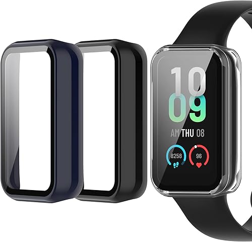 Funda de reloj compatible con Amazfit Band 7, protector de pantalla de policarbonato duro antiarañazos, parachoques a prueba de golpes, carcasa