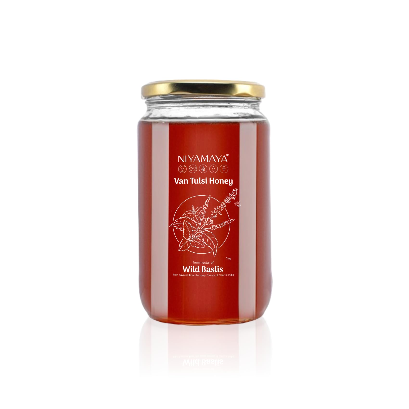 NIYAMAYA Van Tulsi Honey 1 kg 100% Pure Natural Honey | Unprocessed Honey Raw Organic, Single Origin Basil Honey, Chemical Free, No Sugar, No Adulteration