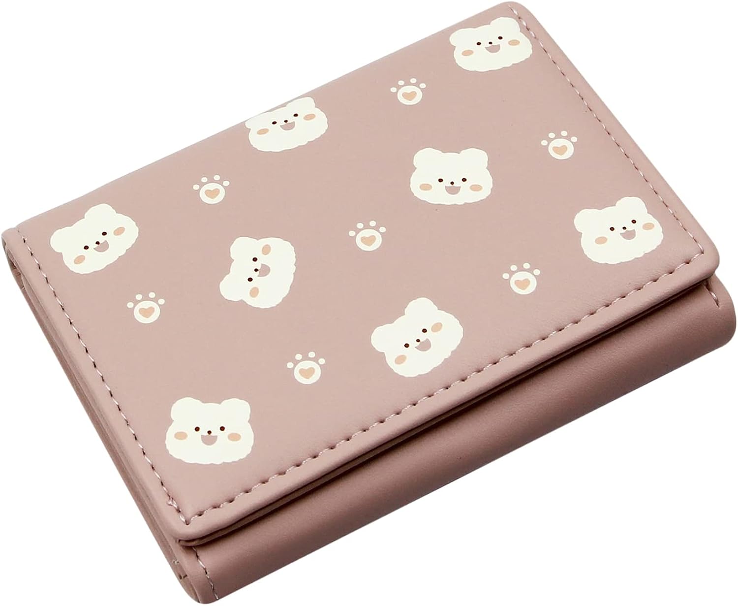 Miniatura 2 de Cartera para niñas con diseño de oso y gato de piel sintética tarjetero monedero triple pliegue para mujeres y niños