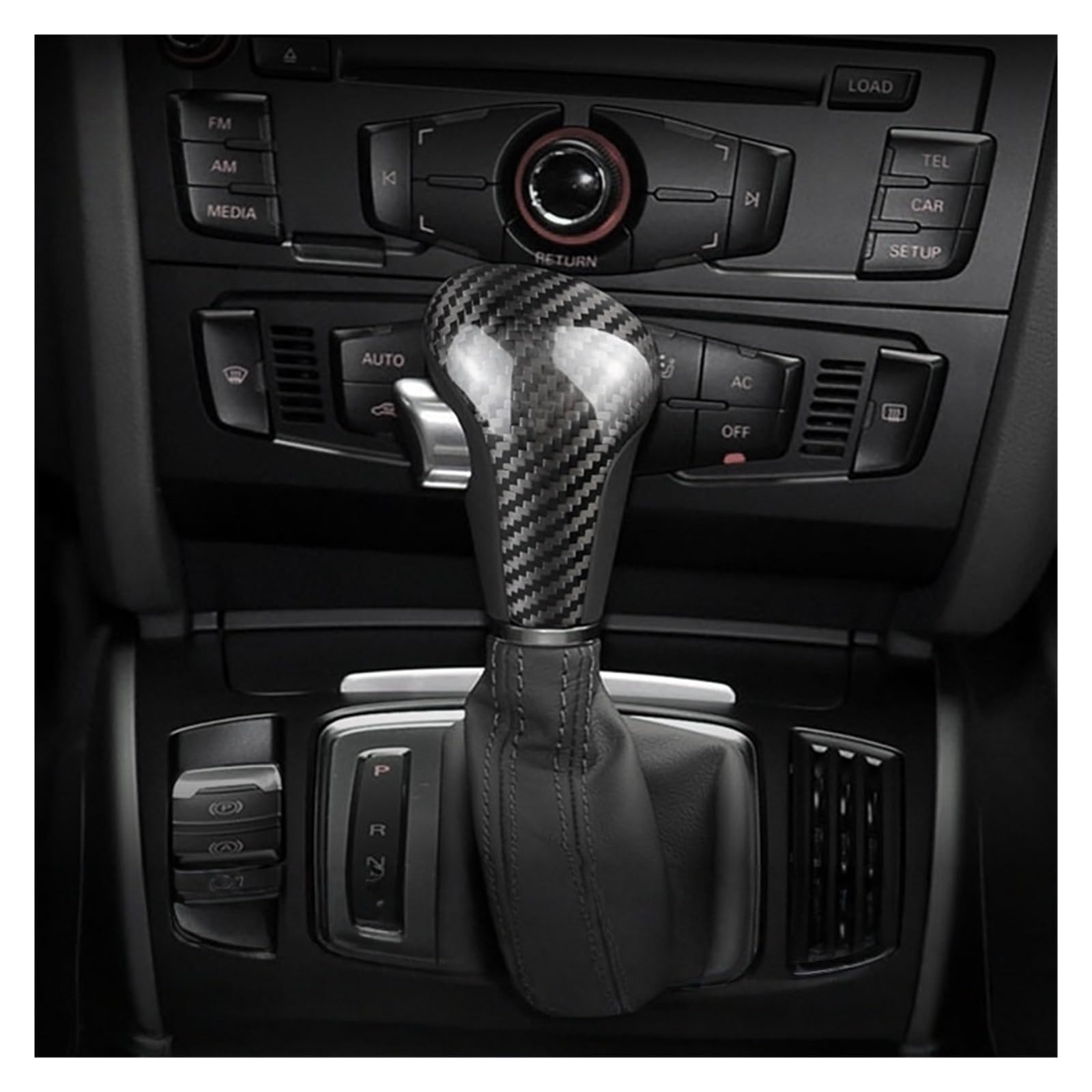 Zyhozgjbg Red Compatible For Audi A4l A5 Q5 A6l Carbon Fiber Shift Knob Cover