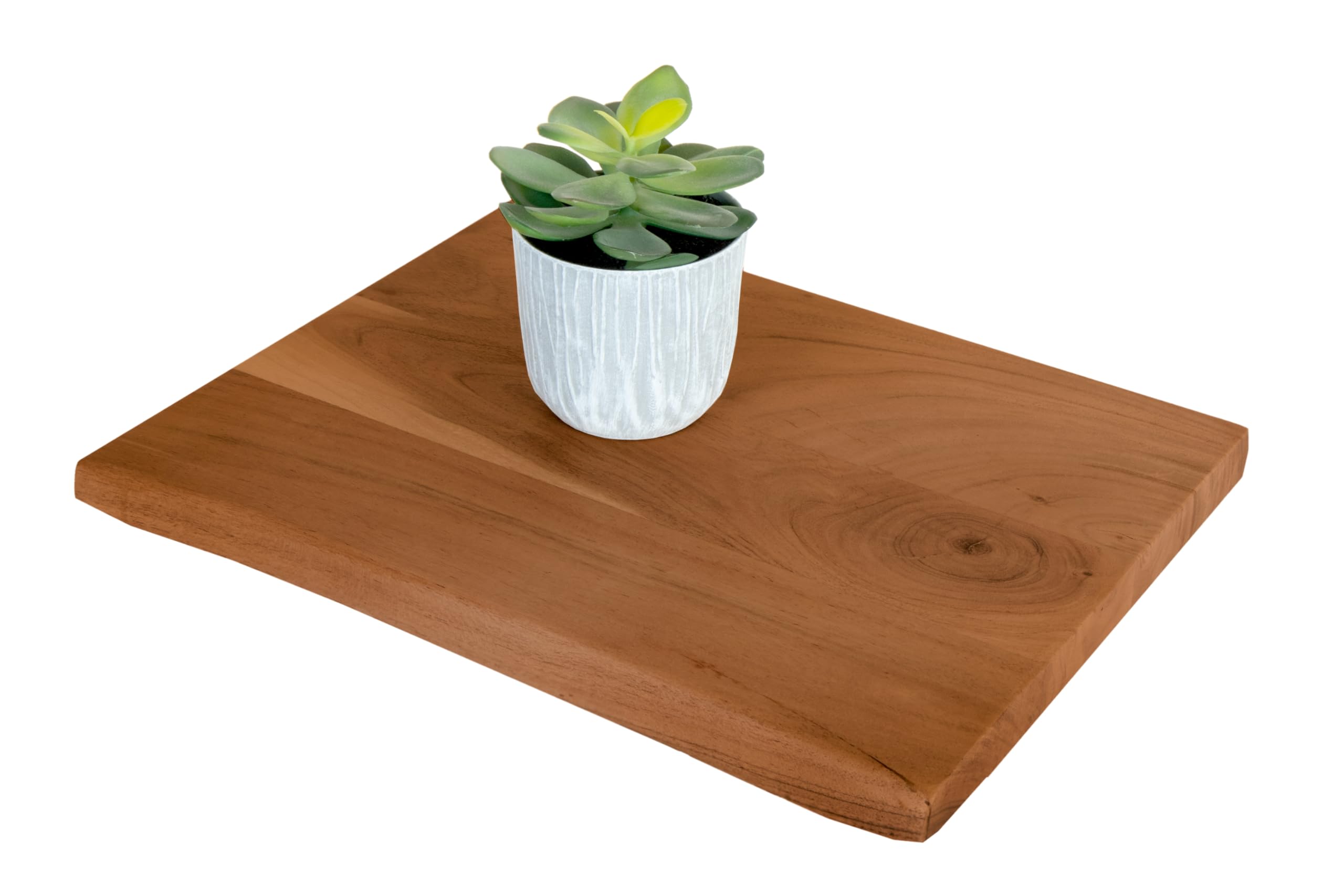 SAM Holzplatte 40x30 cm Arya, Holzbrett Akazie massiv + nussbaumfarben, Baumkanten-Platte für Heimwerker, Regale & Fensterbretter, einseitige Baumkante