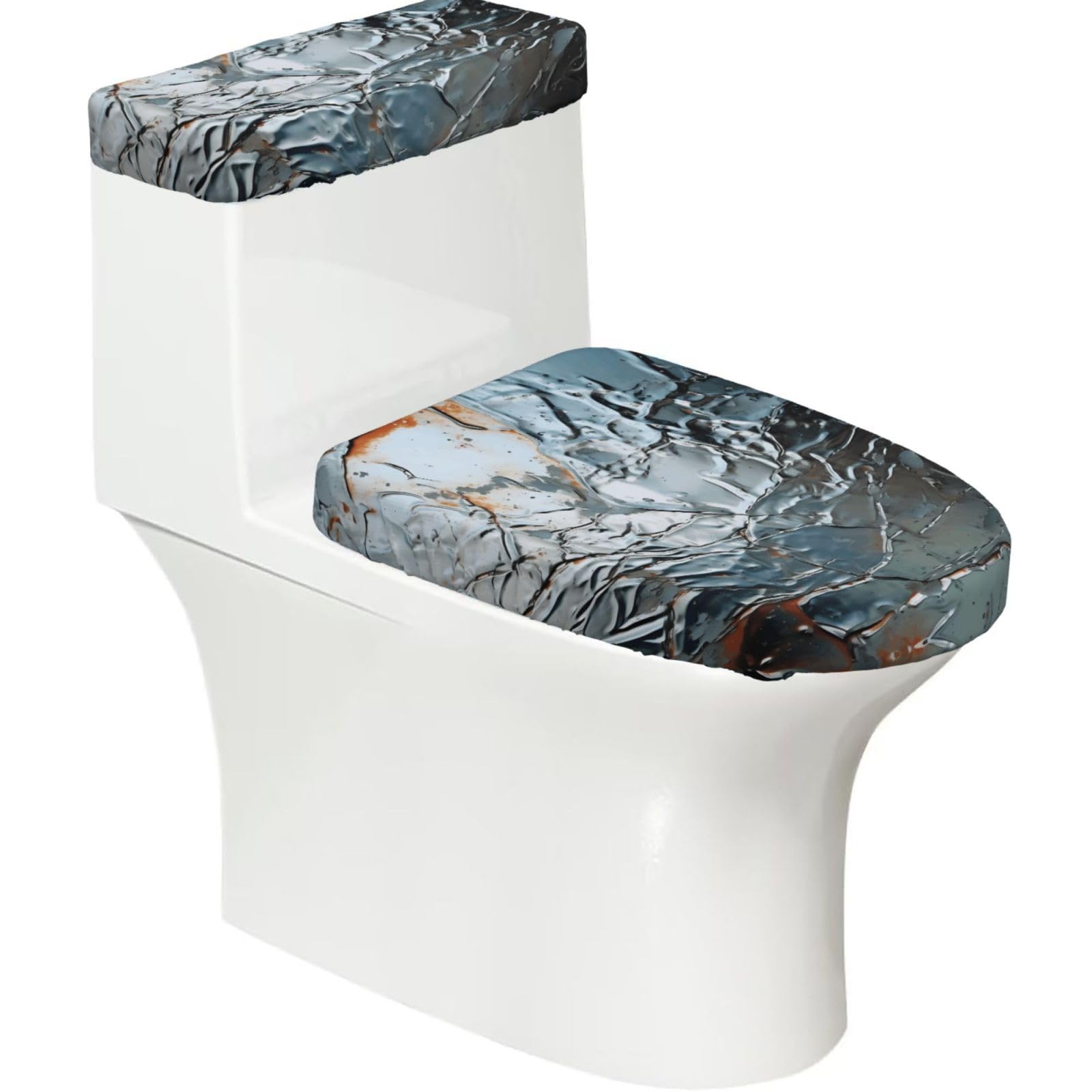 Mrowyc Black Plate Printed Toilet Seat Set - Set Of 2 - Universal Toilet Seat Cover - Housewarming Birthday Christmas Gift