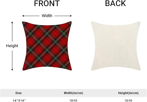 Miniatura 5 de Christmas Pillow Covers 18x18 Inch Set of 2 Red Green Buffalo Plaid Throw Pillows Case,Holiday Outdoor Decorative Farmhouse Winter Decor Cushion