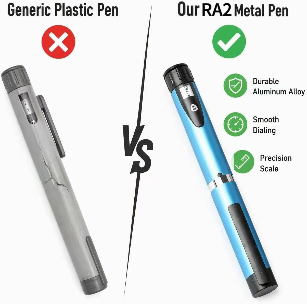 60-Unit Reusable Metal Pen Injector for 3mL Cartridges, Blue