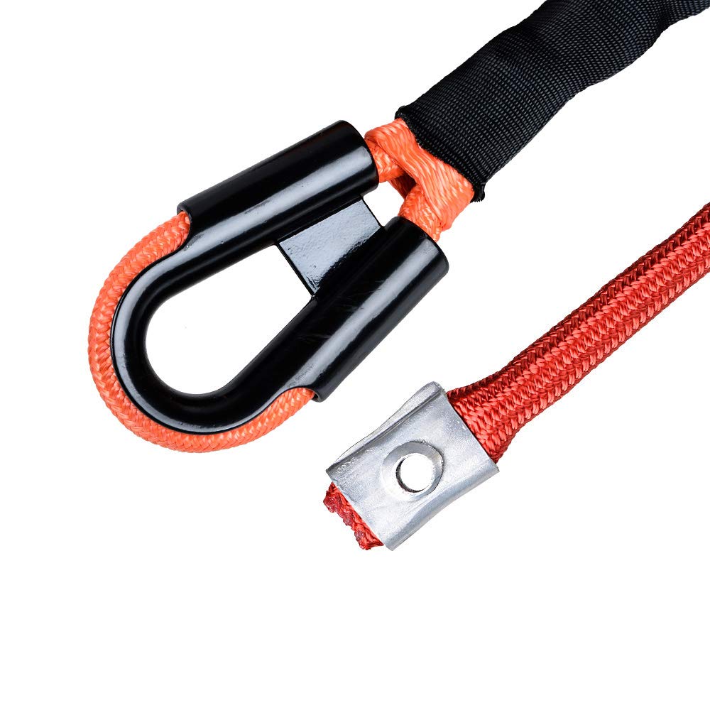 95ft X 3/8" Synthetic Winch Rope, 22,000 Lb Breaking Strength, Orange With Rock Guard | For ATV, UTV, SUV, Truck, Off-Road Recovery