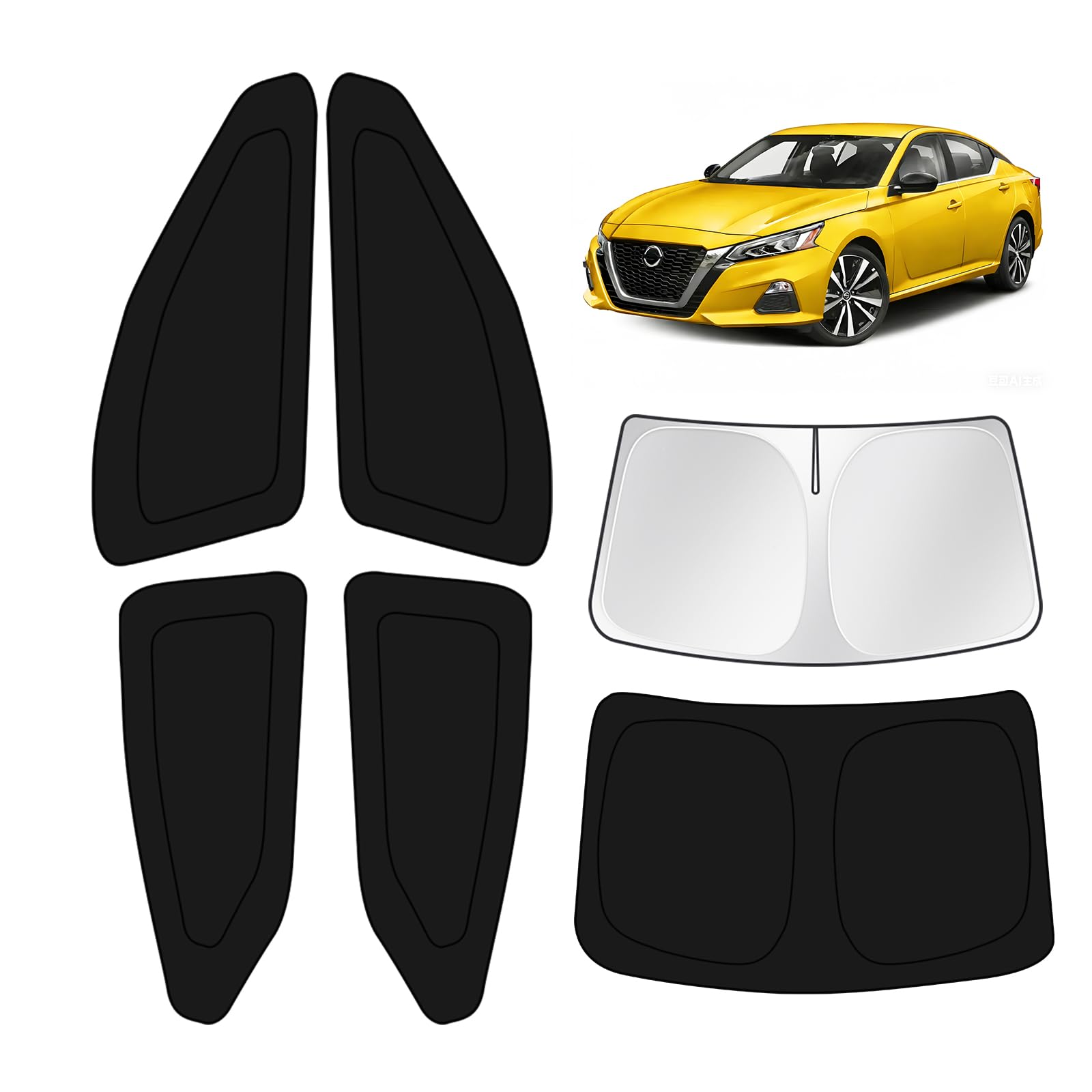 KUST Car Window Shades for Nissan Altima Platinum 2019-2025 Windshield Sun Shade Side Window Cover UV Block Privacy Protection Accessories for Camping Blackout Rear Back Full Set 6PCS