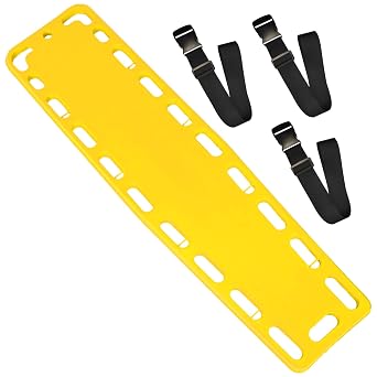Spine Board Stretcher Backboard with Straps for Patient - EMT Backboard Immobilization Portable Patient Transport Rescue Lightweight PE Plastics Ambulance Stretcher Gurney Yellow
