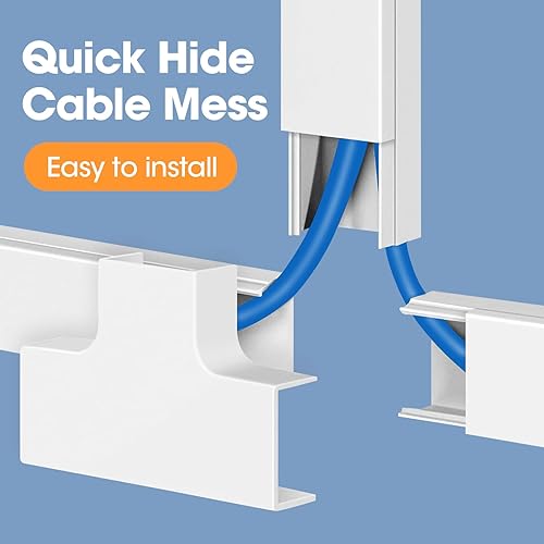 Miniatura 5 de Kit de ocultador de cable de 250 pulgadas, cubiertas de cable para cables en la pared, canaleta de cables pintable, protector de cable para montaje