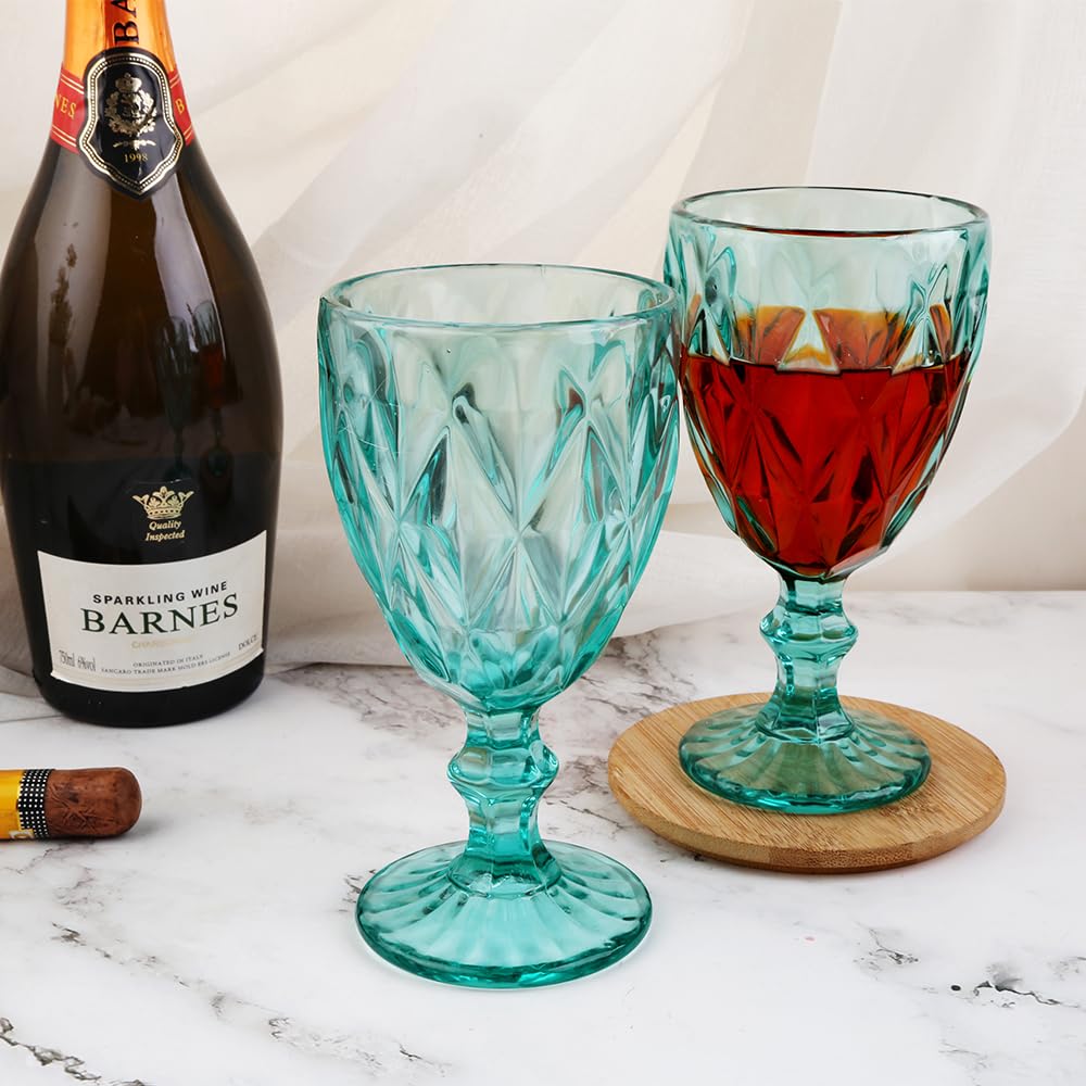 Lot 6 Verres à Vin Bleu Cristal Vivalto 275 Ml – Élégants, Résistants Chaleur & Rayures, Idéal Dégustation